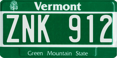 VT license plate ZNK912