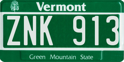 VT license plate ZNK913