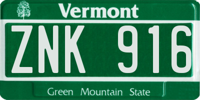 VT license plate ZNK916