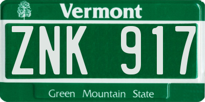 VT license plate ZNK917