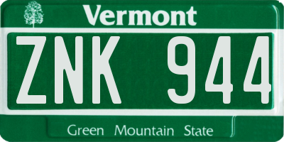 VT license plate ZNK944