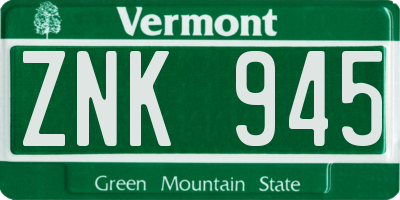 VT license plate ZNK945