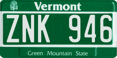 VT license plate ZNK946