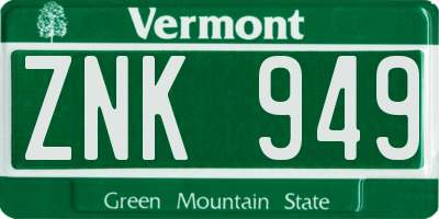 VT license plate ZNK949