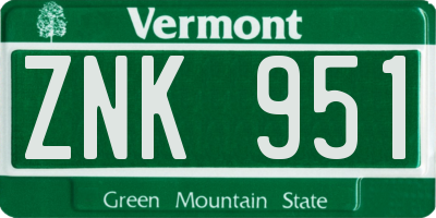 VT license plate ZNK951