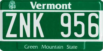 VT license plate ZNK956