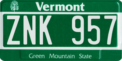 VT license plate ZNK957