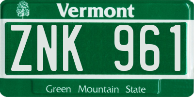VT license plate ZNK961