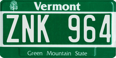 VT license plate ZNK964