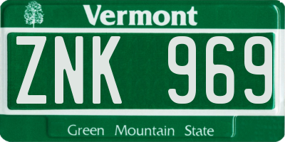VT license plate ZNK969
