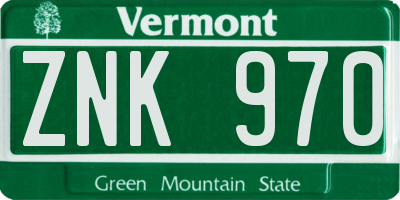 VT license plate ZNK970