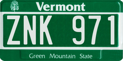 VT license plate ZNK971