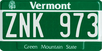 VT license plate ZNK973