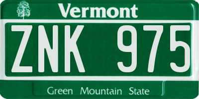 VT license plate ZNK975