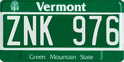 VT license plate ZNK976