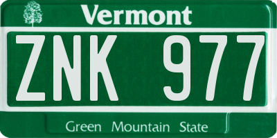 VT license plate ZNK977