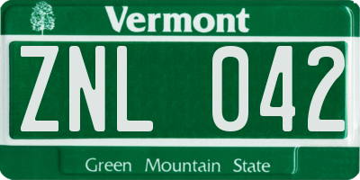 VT license plate ZNL042