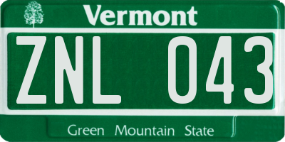 VT license plate ZNL043