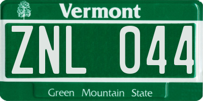 VT license plate ZNL044