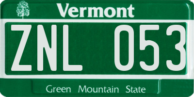 VT license plate ZNL053
