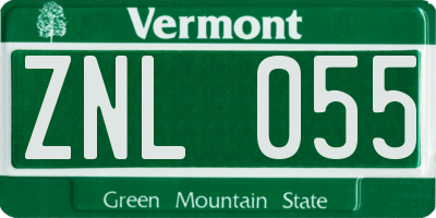 VT license plate ZNL055