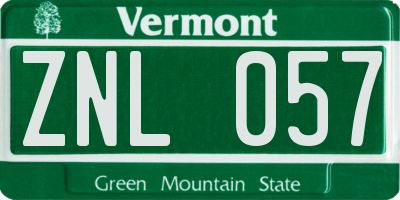 VT license plate ZNL057