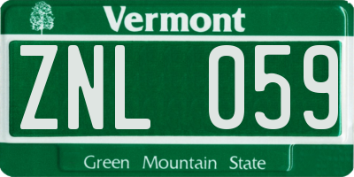 VT license plate ZNL059