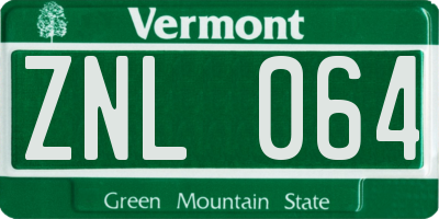 VT license plate ZNL064