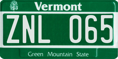 VT license plate ZNL065