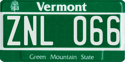 VT license plate ZNL066