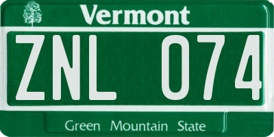 VT license plate ZNL074
