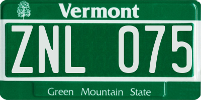 VT license plate ZNL075