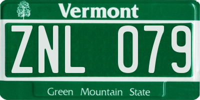 VT license plate ZNL079