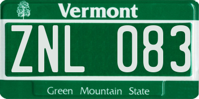 VT license plate ZNL083