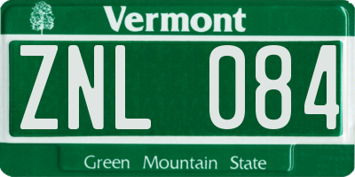 VT license plate ZNL084