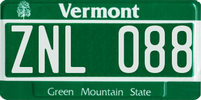 VT license plate ZNL088