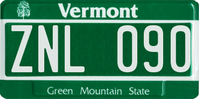 VT license plate ZNL090