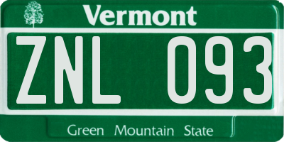 VT license plate ZNL093