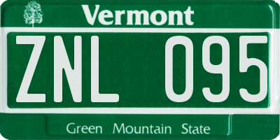 VT license plate ZNL095