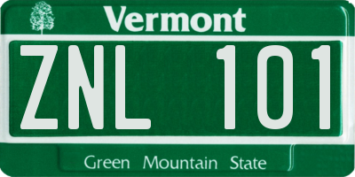 VT license plate ZNL101
