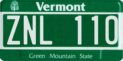 VT license plate ZNL110