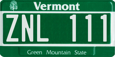 VT license plate ZNL111
