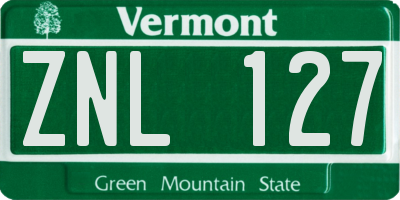 VT license plate ZNL127