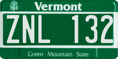 VT license plate ZNL132