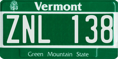 VT license plate ZNL138