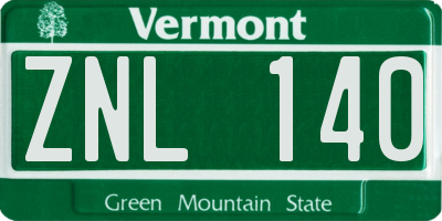 VT license plate ZNL140