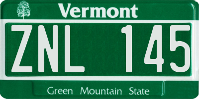 VT license plate ZNL145