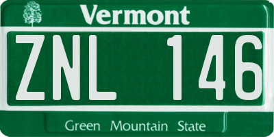 VT license plate ZNL146