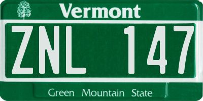 VT license plate ZNL147