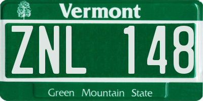 VT license plate ZNL148